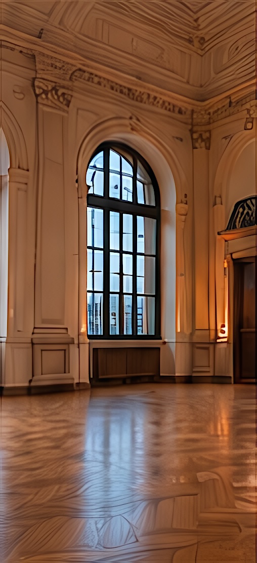 Une salle vide au parquet ancien