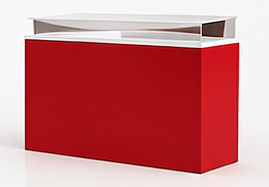 Comptoir rouge à plateau blanc